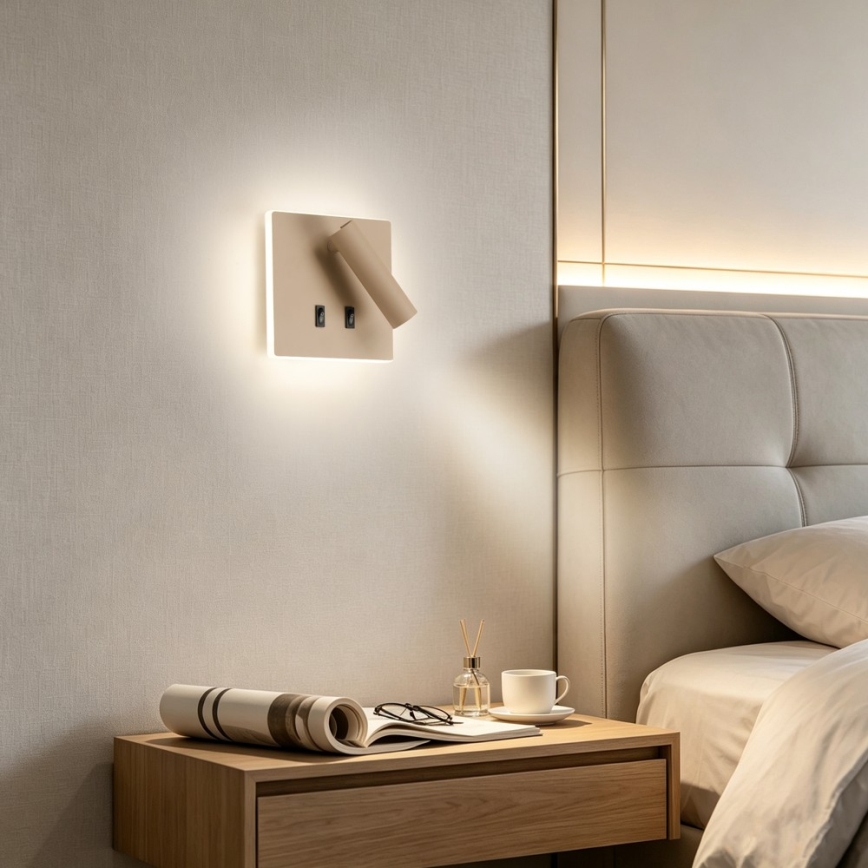 BRILAGI - LED Nástěnné bodové svítidlo ZAYA DOUBLE LED/8W/230V + LED/3W béžová
