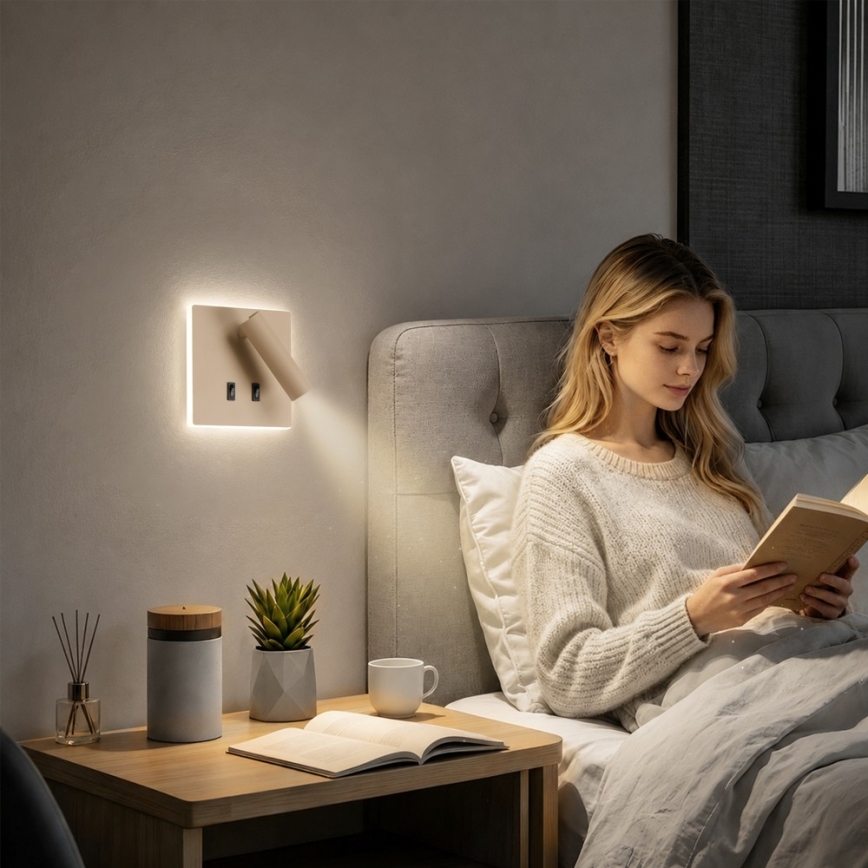 BRILAGI - LED Nástěnné bodové svítidlo ZAYA DOUBLE LED/8W/230V + LED/3W béžová