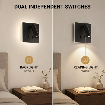 BRILAGI - LED Nástěnné bodové svítidlo ZAYA DOUBLE LED/8W/230V + LED/3W černá