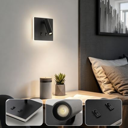 BRILAGI - LED Nástěnné bodové svítidlo ZAYA DOUBLE LED/8W/230V + LED/3W černá