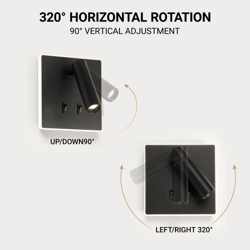 BRILAGI - LED Nástěnné bodové svítidlo ZAYA DOUBLE LED/8W/230V + LED/3W černá