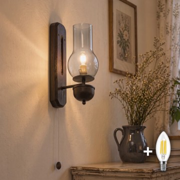 BRILAGI - LED Nástěnné svítidlo COTTAGE 1xE14/40W/230V buk/kouřová šedá