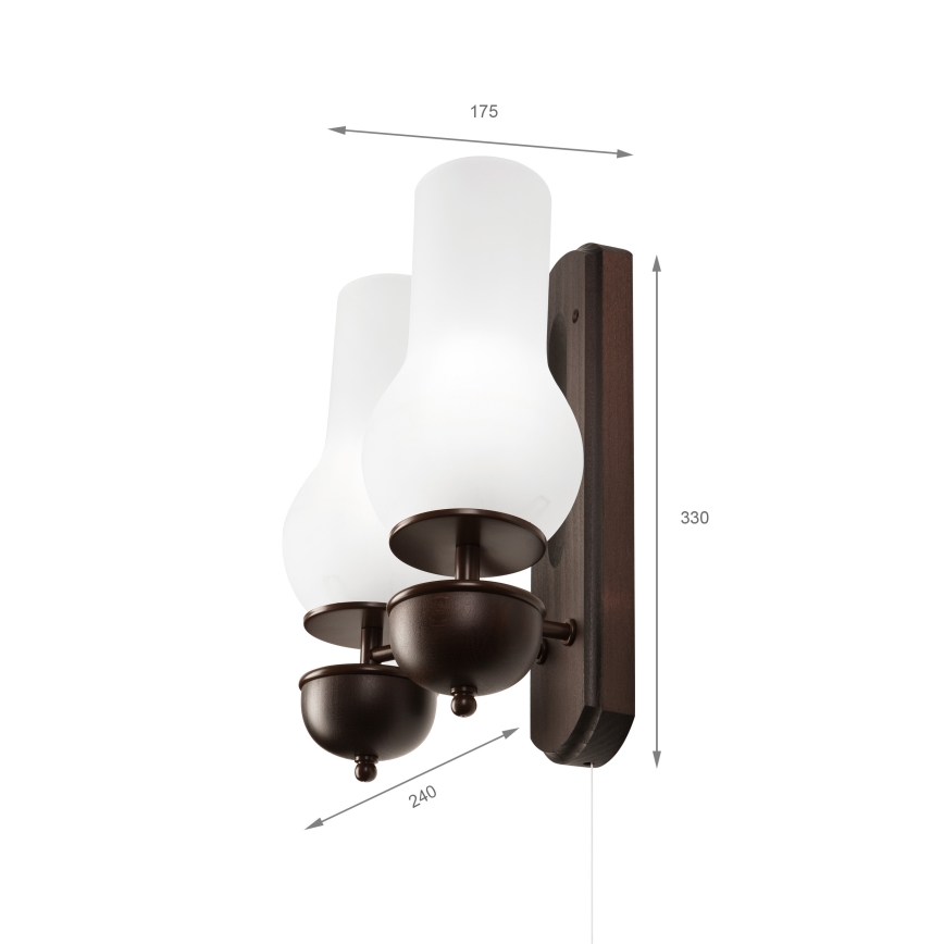 Brilagi - LED Nástěnné svítidlo COTTAGE 2xE14/40W/230V buk/bílá