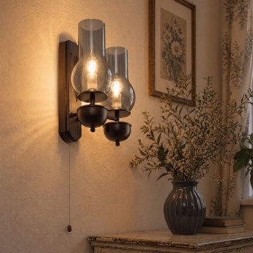 BRILAGI - LED Nástěnné svítidlo COTTAGE 2xE14/40W/230V buk/kouřová šedá