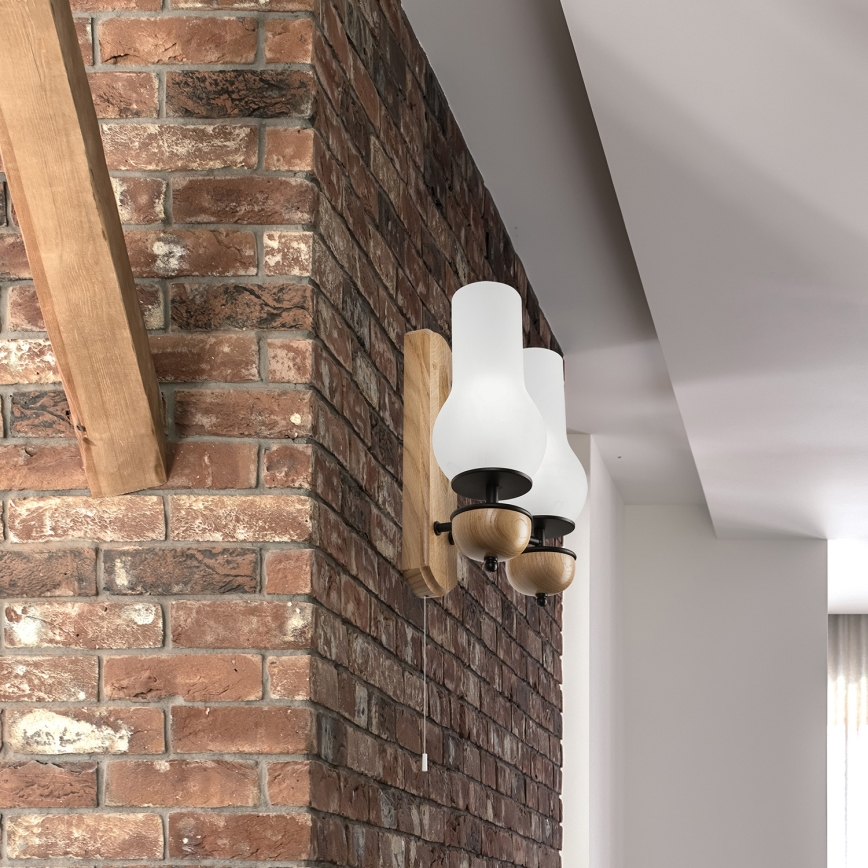 Brilagi - LED Nástěnné svítidlo COTTAGE 2xE14/40W/230V dub/bílá
