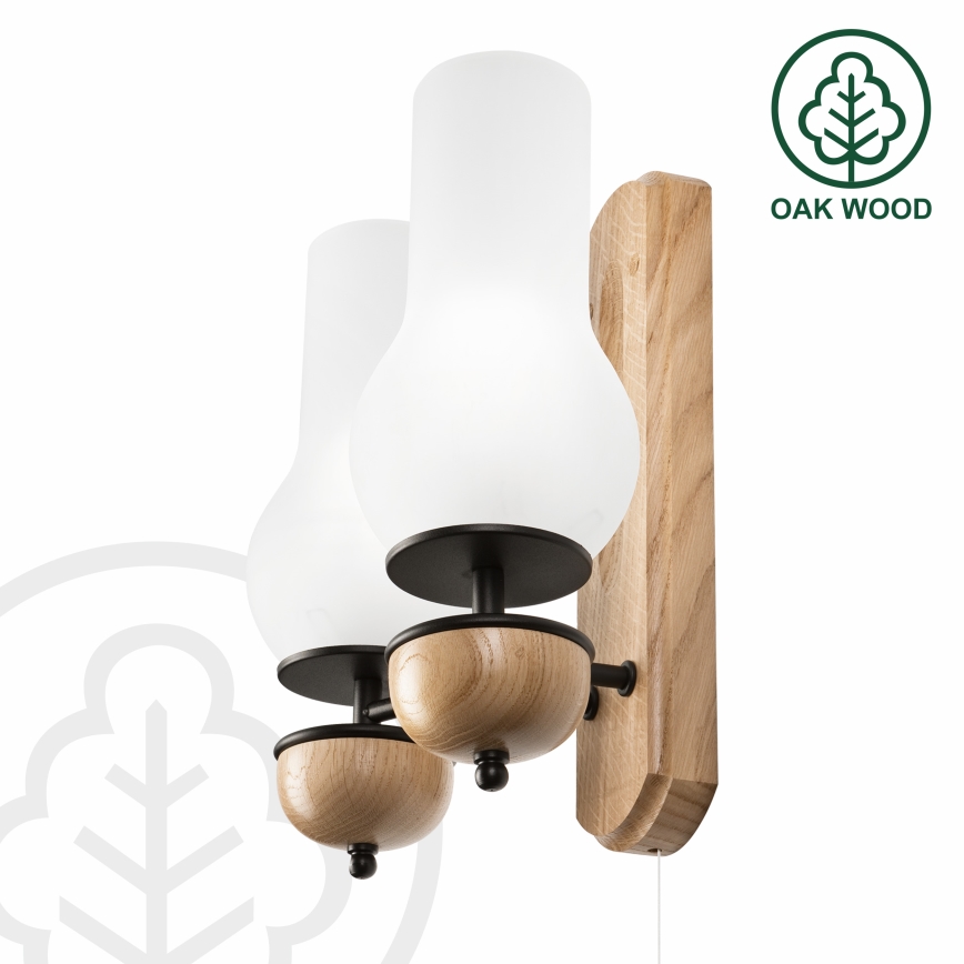 Brilagi - LED Nástěnné svítidlo COTTAGE 2xE14/40W/230V dub/bílá
