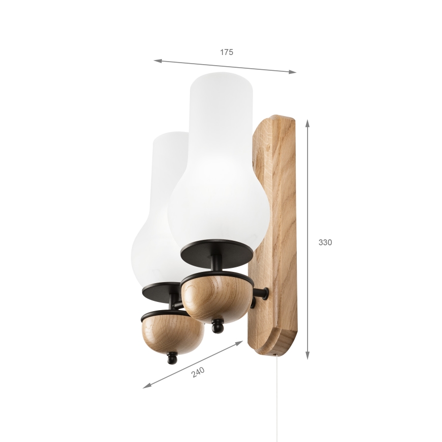 Brilagi - LED Nástěnné svítidlo COTTAGE 2xE14/40W/230V dub/bílá