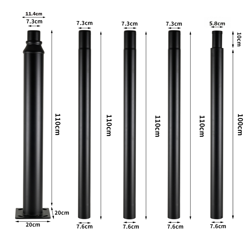 Brilagi - LED Pouliční lampa se sloupem 5 m URBANSPARK LED/120W/230V černá IP65