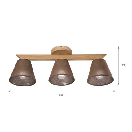Brilagi - LED  Přisazený lustr ANTHONY 3xE14/40W/230V dub/hnědá