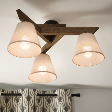 Brilagi - LED  Přisazený lustr ANTHONY 3xE14/40W/230V dub ořech/béžová