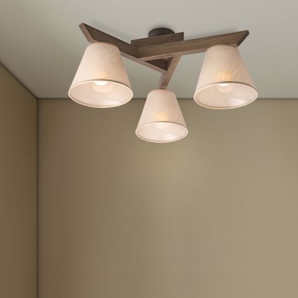 Brilagi - LED  Přisazený lustr ANTHONY 3xE14/40W/230V dub ořech/béžová
