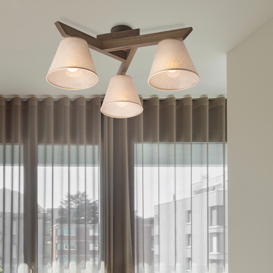 Brilagi - LED  Přisazený lustr ANTHONY 3xE14/40W/230V dub ořech/béžová