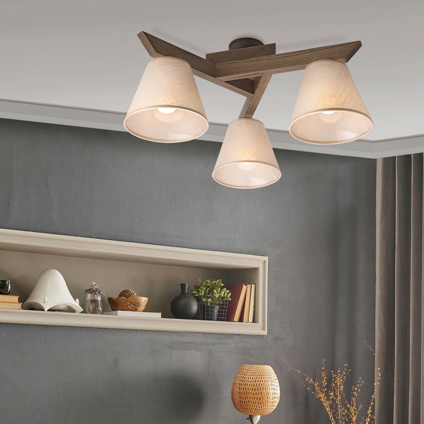 Brilagi - LED  Přisazený lustr ANTHONY 3xE14/40W/230V dub ořech/béžová
