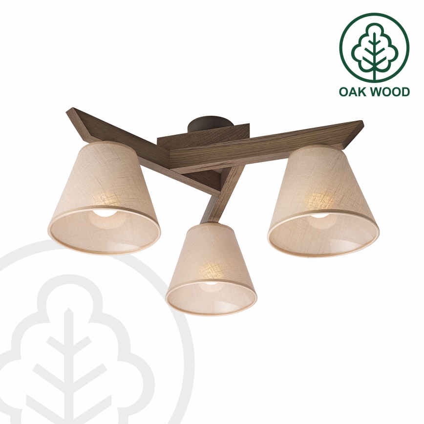Brilagi - LED  Přisazený lustr ANTHONY 3xE14/40W/230V dub ořech/béžová