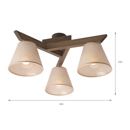 Brilagi - LED  Přisazený lustr ANTHONY 3xE14/40W/230V dub ořech/béžová