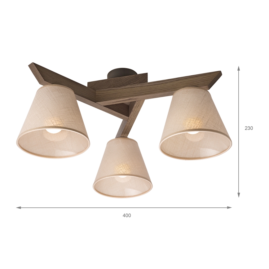 Brilagi - LED  Přisazený lustr ANTHONY 3xE14/40W/230V dub ořech/béžová