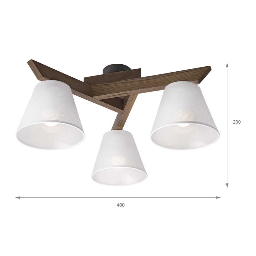 Brilagi - LED  Přisazený lustr ANTHONY 3xE14/40W/230V dub ořech/bílá