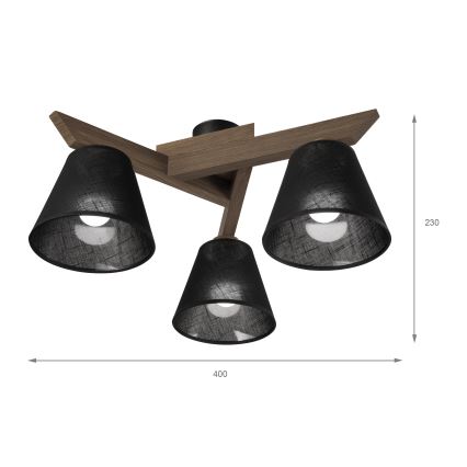 Brilagi - LED  Přisazený lustr ANTHONY 3xE14/40W/230V dub ořech/černá