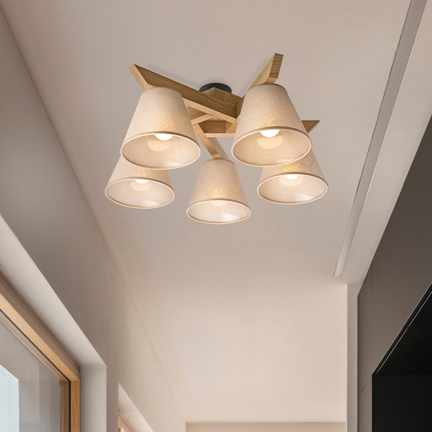 Brilagi - LED  Přisazený lustr ANTHONY 5xE14/40W/230V dub/béžová
