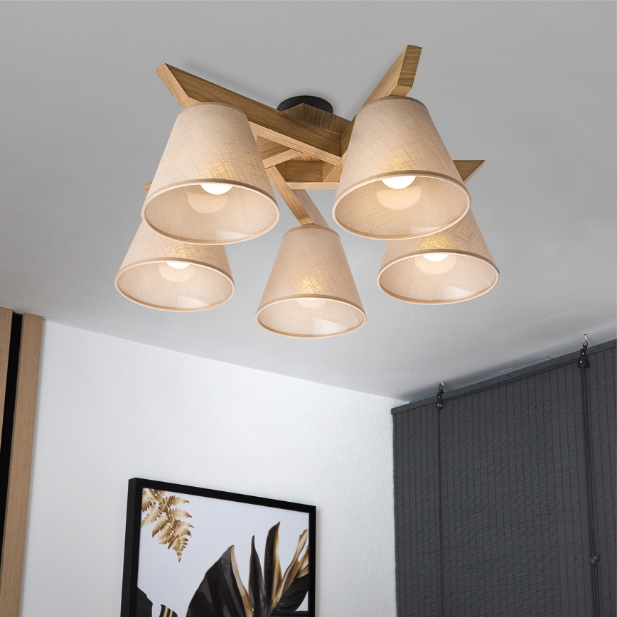 Brilagi - LED  Přisazený lustr ANTHONY 5xE14/40W/230V dub/béžová