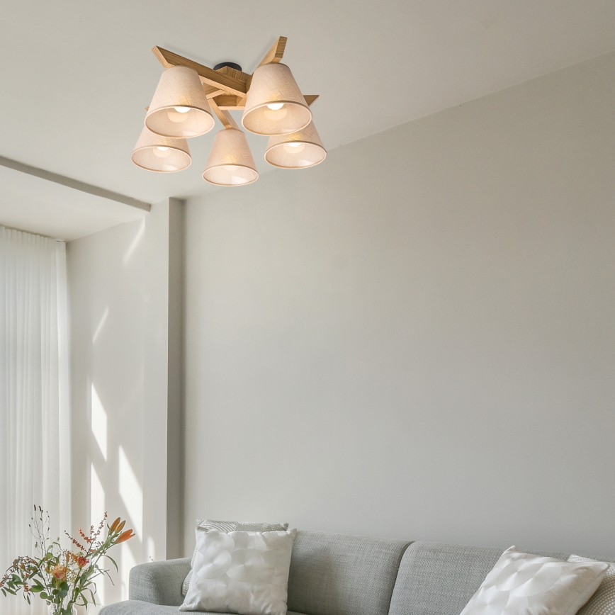 Brilagi - LED  Přisazený lustr ANTHONY 5xE14/40W/230V dub/béžová