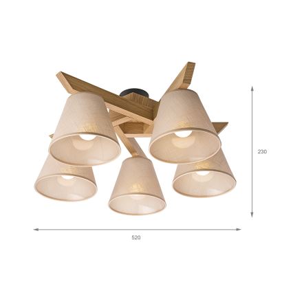 Brilagi - LED  Přisazený lustr ANTHONY 5xE14/40W/230V dub/béžová