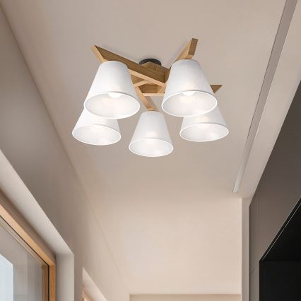 Brilagi - LED  Přisazený lustr ANTHONY 5xE14/40W/230V dub/bílá