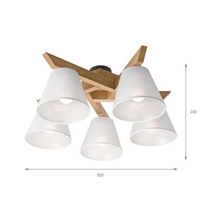Brilagi - LED  Přisazený lustr ANTHONY 5xE14/40W/230V dub/bílá