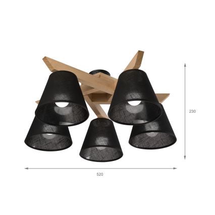 Brilagi - LED  Přisazený lustr ANTHONY 5xE14/40W/230V dub/černá