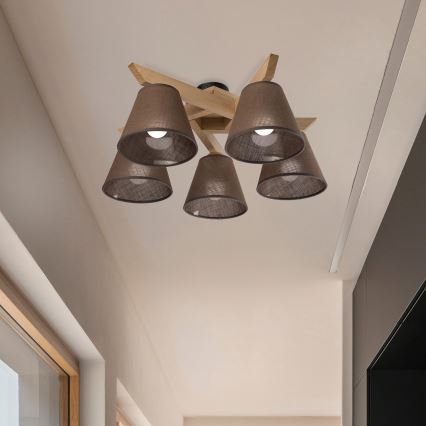 Brilagi - LED  Přisazený lustr ANTHONY 5xE14/40W/230V dub/hnědá