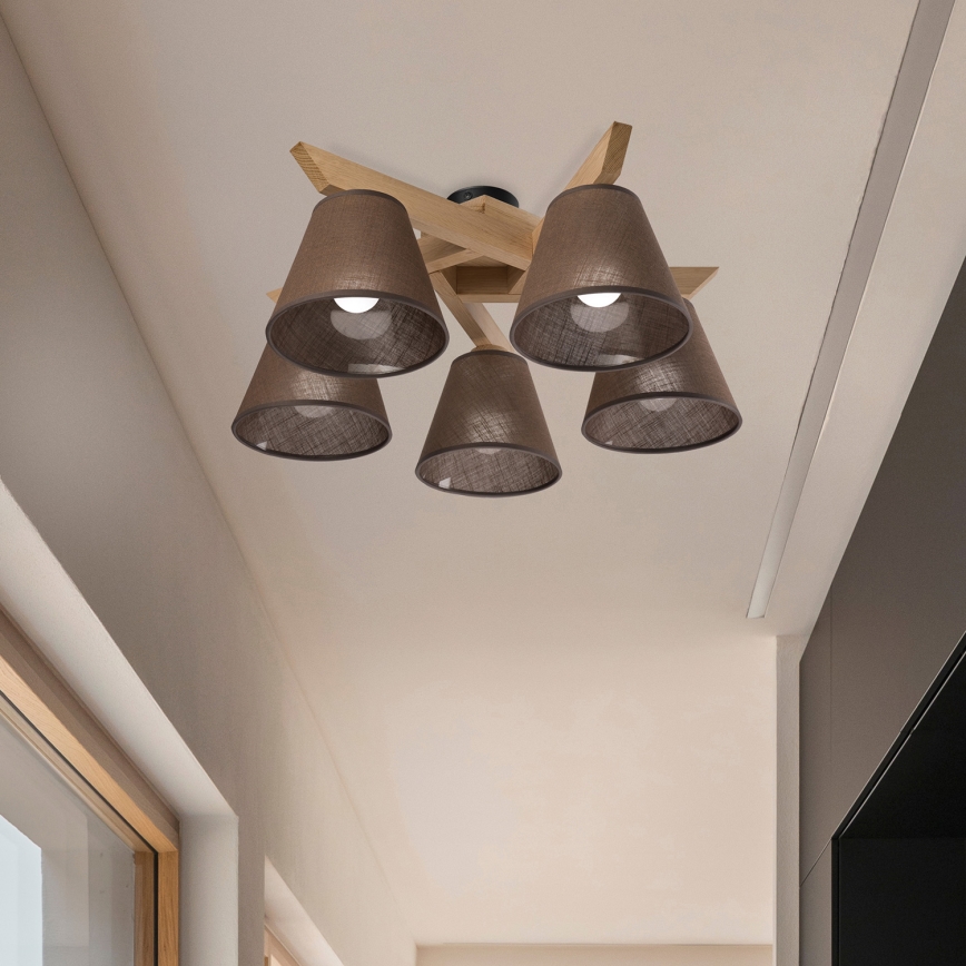 Brilagi - LED  Přisazený lustr ANTHONY 5xE14/40W/230V dub/hnědá