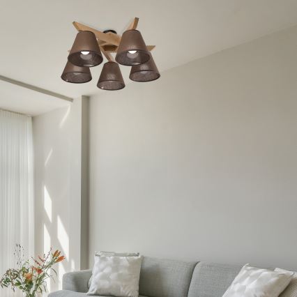 Brilagi - LED  Přisazený lustr ANTHONY 5xE14/40W/230V dub/hnědá