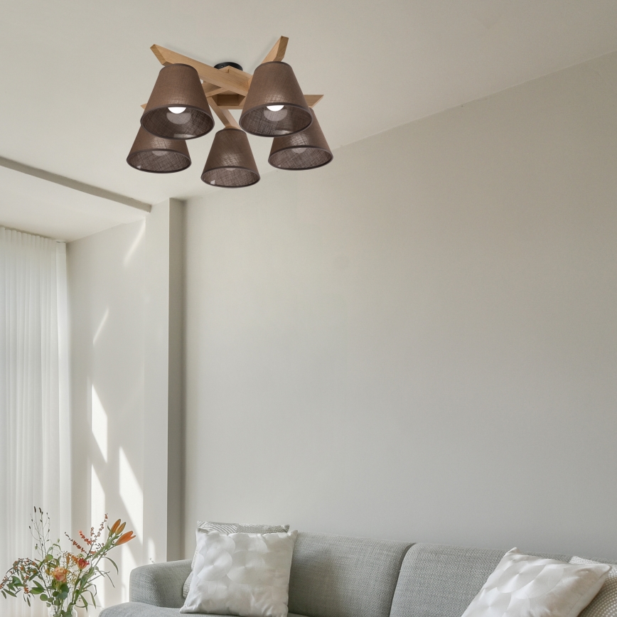 Brilagi - LED  Přisazený lustr ANTHONY 5xE14/40W/230V dub/hnědá