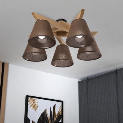 Brilagi - LED  Přisazený lustr ANTHONY 5xE14/40W/230V dub/hnědá