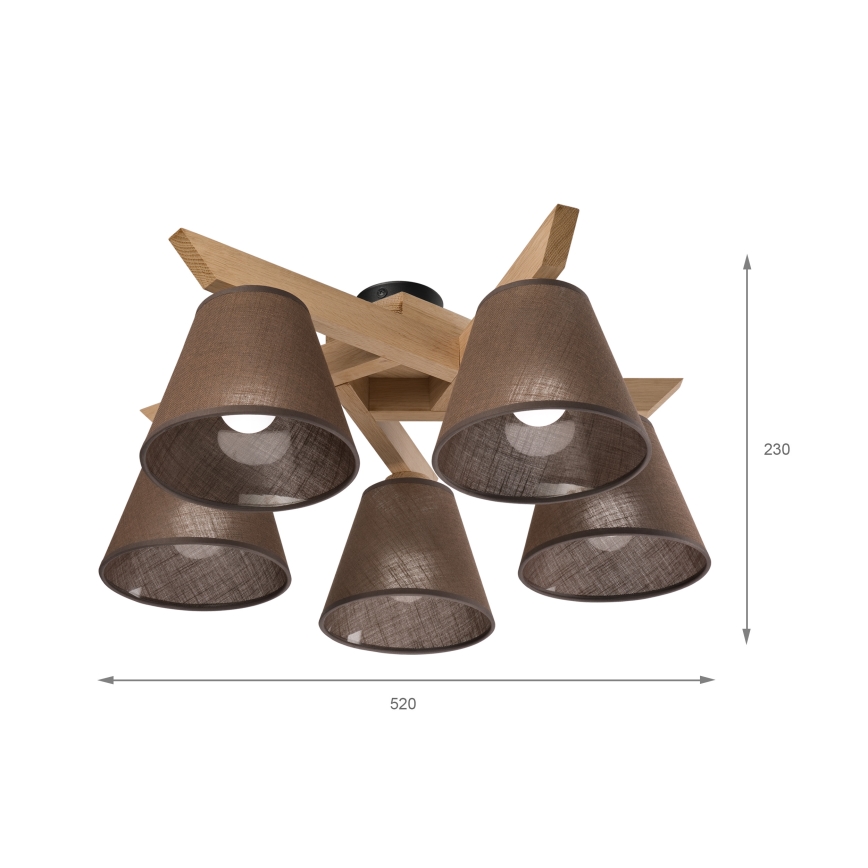 Brilagi - LED  Přisazený lustr ANTHONY 5xE14/40W/230V dub/hnědá