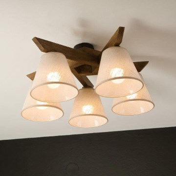 Brilagi - LED  Přisazený lustr ANTHONY 5xE14/40W/230V dub ořech/béžová