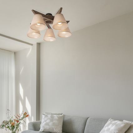 Brilagi - LED  Přisazený lustr ANTHONY 5xE14/40W/230V dub ořech/béžová