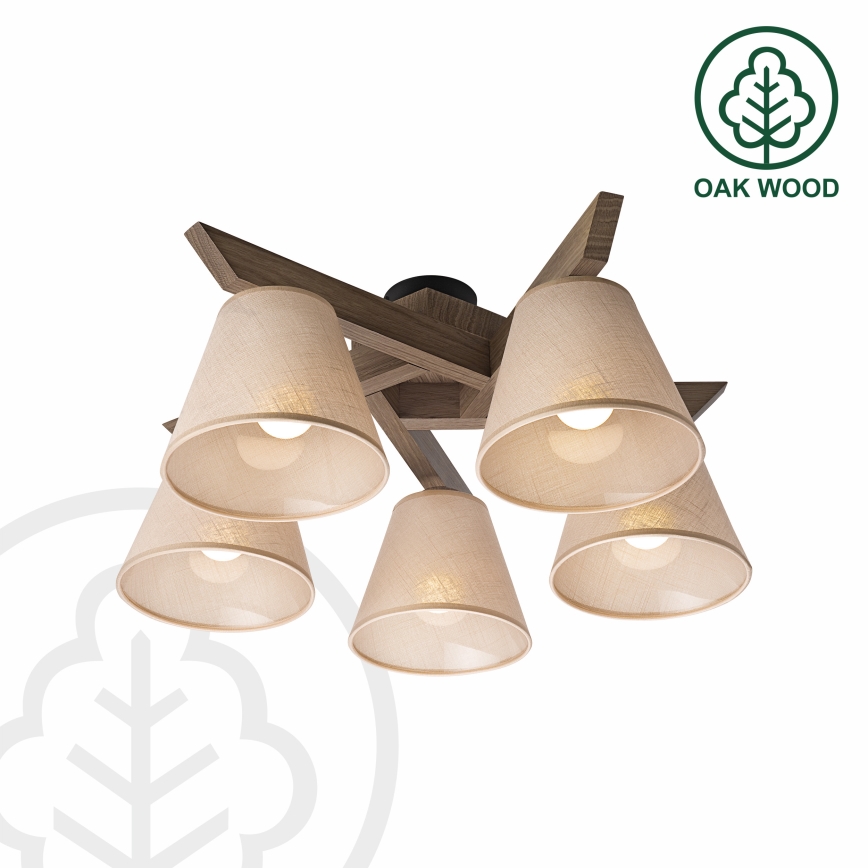 Brilagi - LED  Přisazený lustr ANTHONY 5xE14/40W/230V dub ořech/béžová