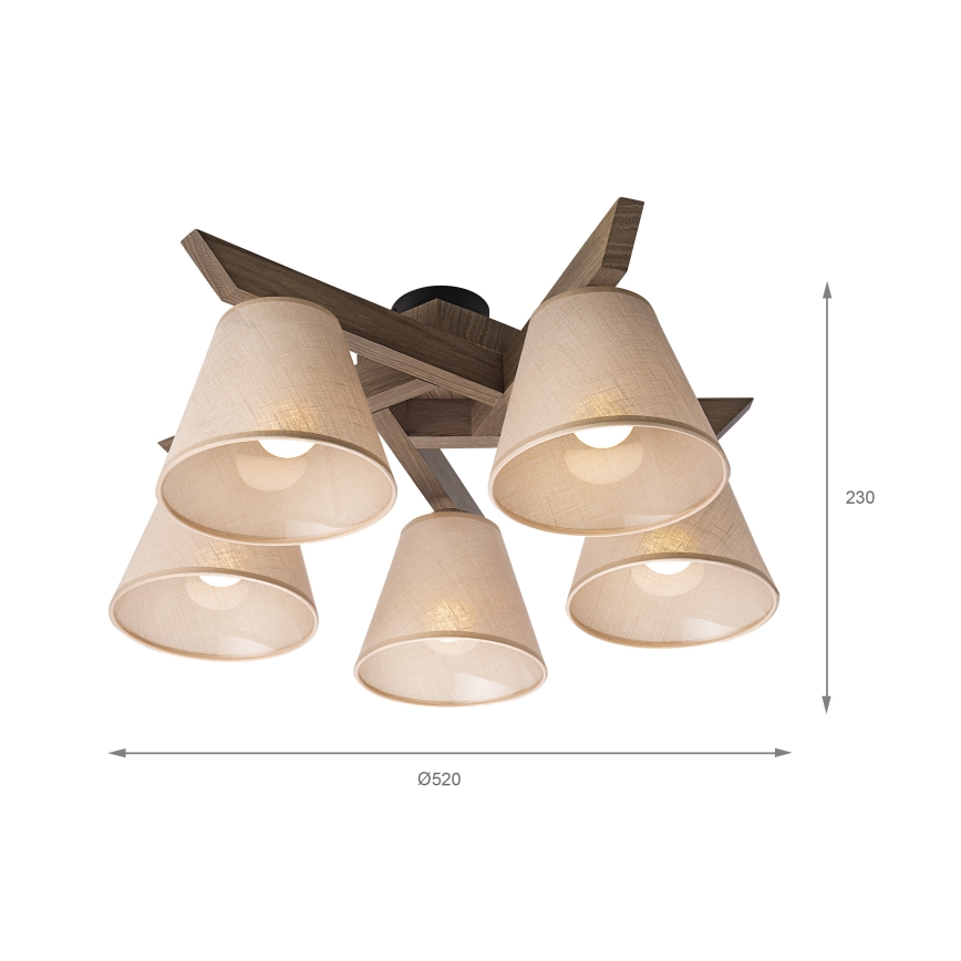 Brilagi - LED  Přisazený lustr ANTHONY 5xE14/40W/230V dub ořech/béžová