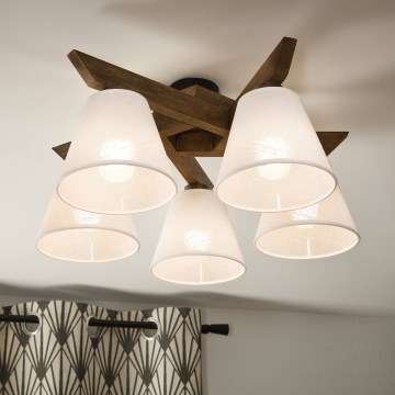 Brilagi - LED  Přisazený lustr ANTHONY 5xE14/40W/230V dub ořech/bílá