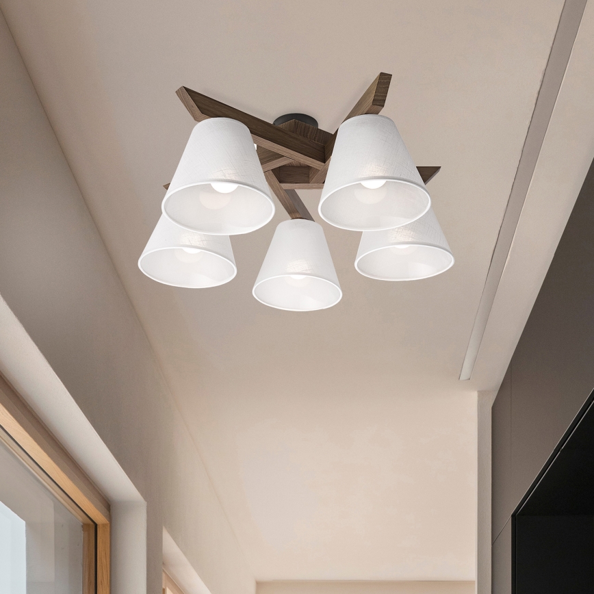 Brilagi - LED  Přisazený lustr ANTHONY 5xE14/40W/230V dub ořech/bílá