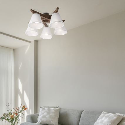 Brilagi - LED  Přisazený lustr ANTHONY 5xE14/40W/230V dub ořech/bílá