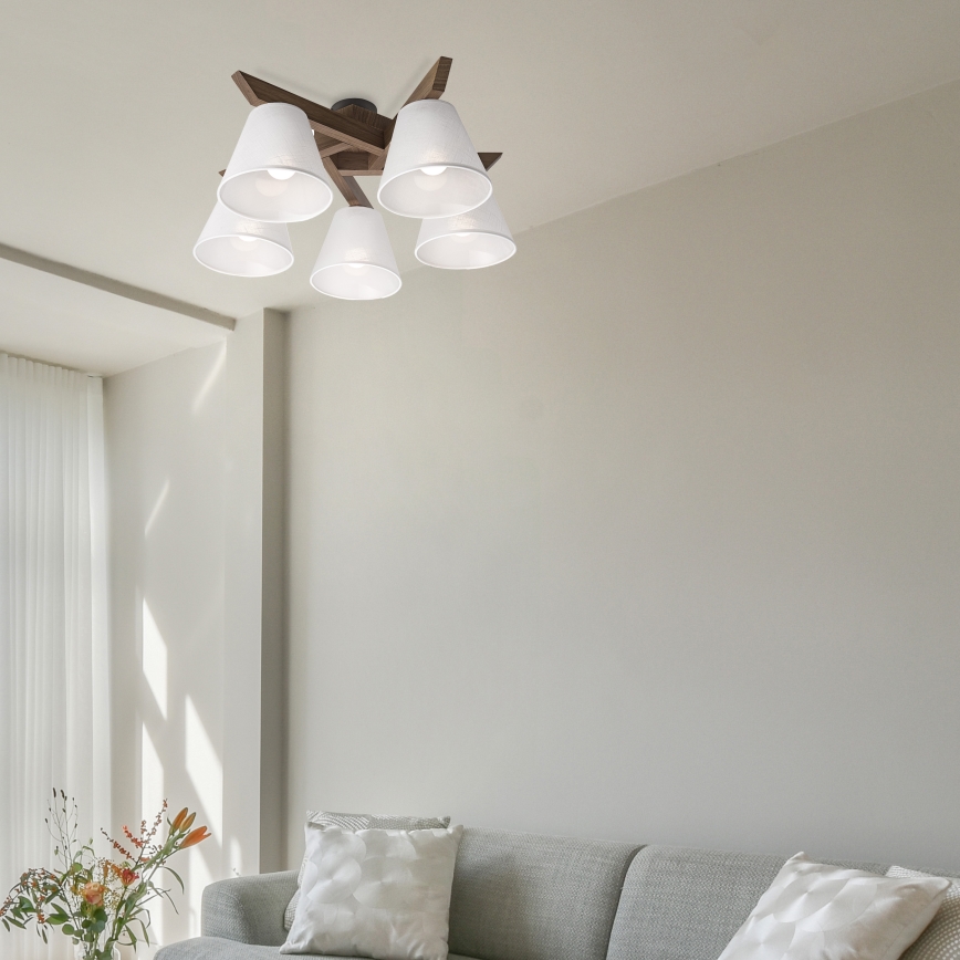 Brilagi - LED  Přisazený lustr ANTHONY 5xE14/40W/230V dub ořech/bílá