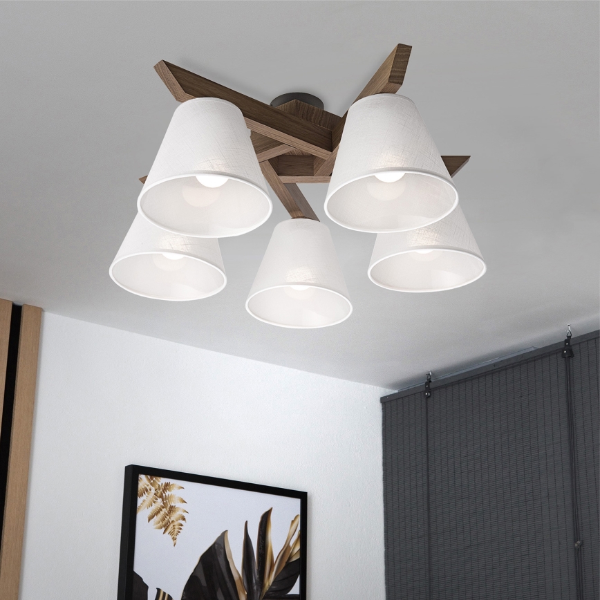 Brilagi - LED  Přisazený lustr ANTHONY 5xE14/40W/230V dub ořech/bílá