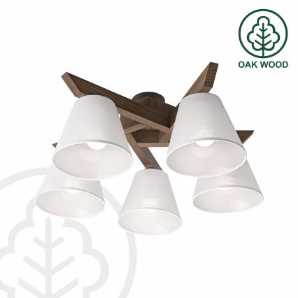 Brilagi - LED  Přisazený lustr ANTHONY 5xE14/40W/230V dub ořech/bílá