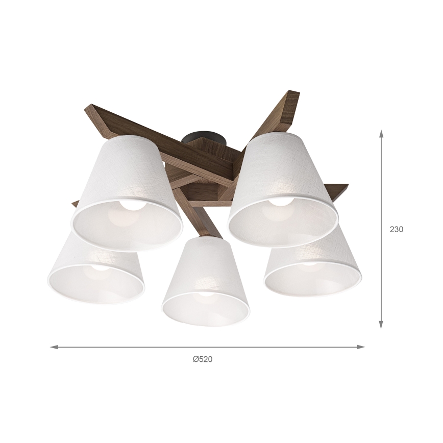Brilagi - LED  Přisazený lustr ANTHONY 5xE14/40W/230V dub ořech/bílá