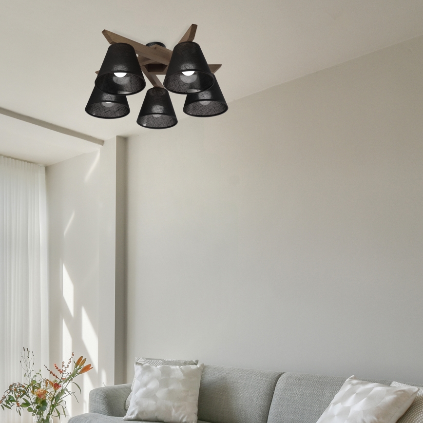 Brilagi - LED  Přisazený lustr ANTHONY 5xE14/40W/230V dub ořech/černá