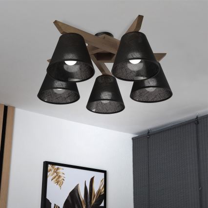Brilagi - LED  Přisazený lustr ANTHONY 5xE14/40W/230V dub ořech/černá