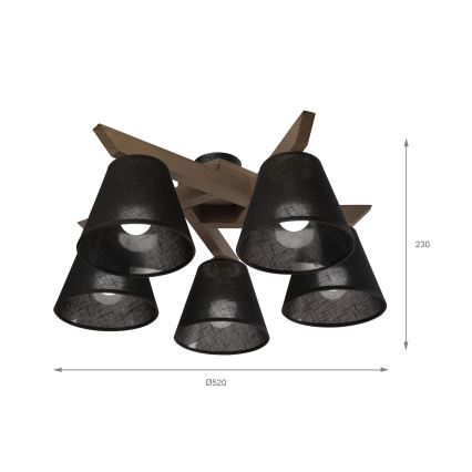 Brilagi - LED  Přisazený lustr ANTHONY 5xE14/40W/230V dub ořech/černá