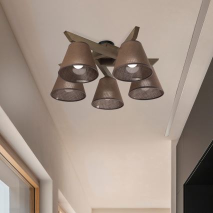 Brilagi - LED  Přisazený lustr ANTHONY 5xE14/40W/230V dub ořech/hnědá
